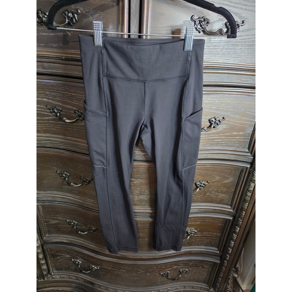 Lululemon Speed Up Crop 21 Black Running Leggings Pockets Size 2